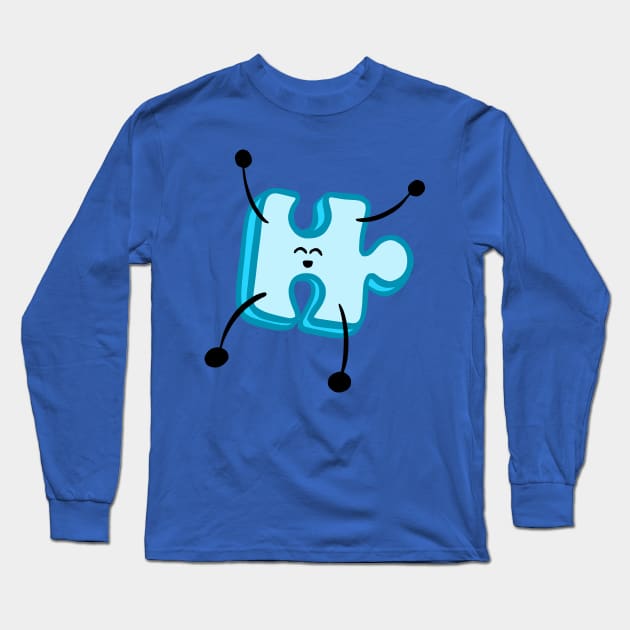 Lil Blue II Jigsaw Puzzle Jumping Character Long Sleeve T-Shirt by Squeeb Creative